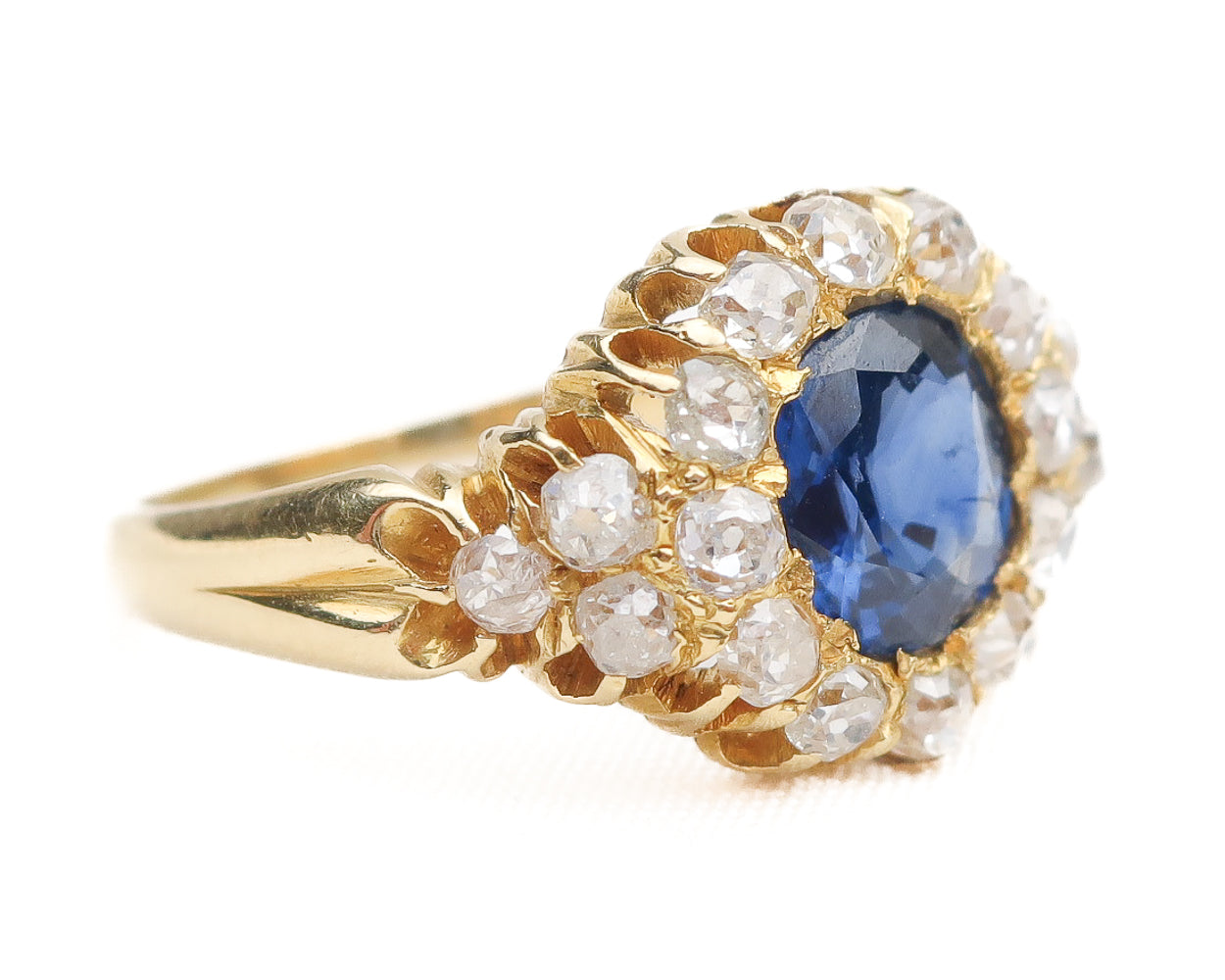 Victorian Sapphire & Diamond Halo Ring