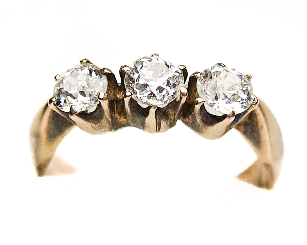 Victorian Three-Diamond Linear Ring