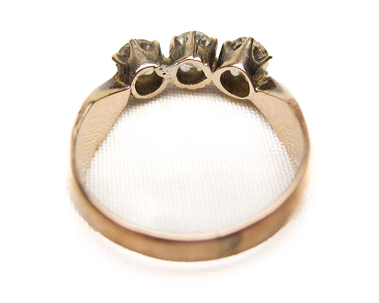 Victorian Three-Diamond Linear Ring
