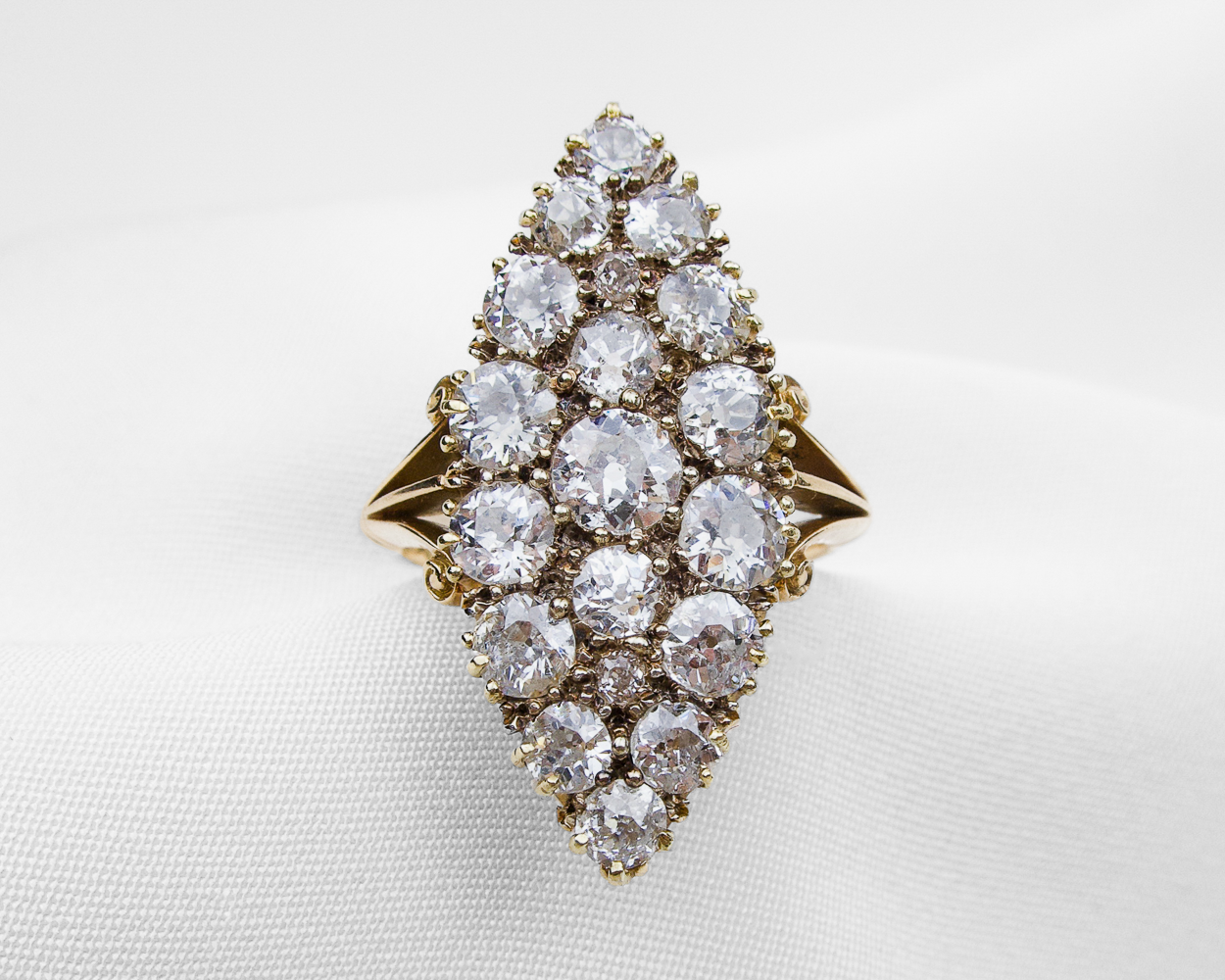 Victorian 3.87-Carat Diamond Navette Ring