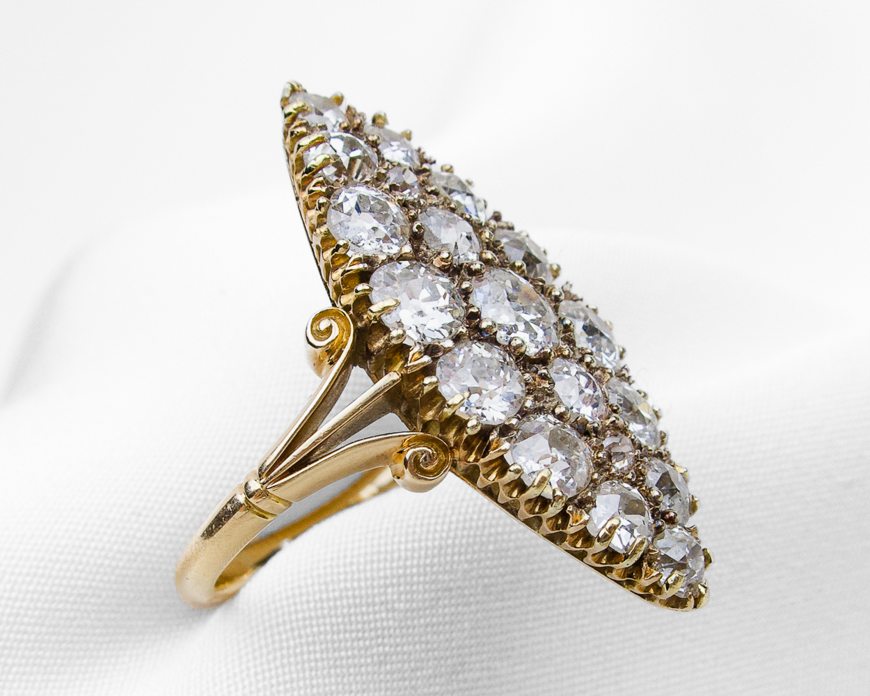 Victorian 3.87-Carat Diamond Navette Ring