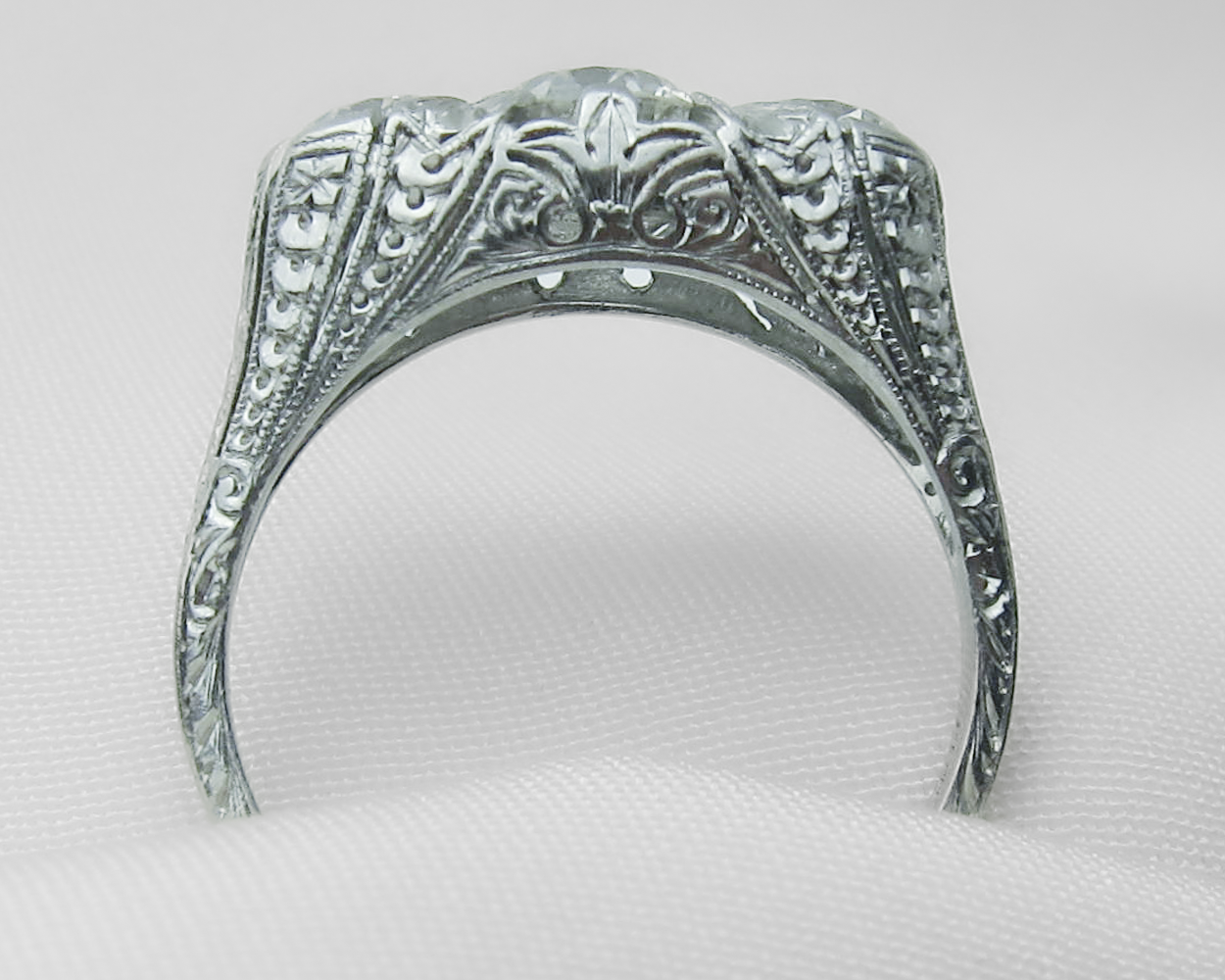 Art Deco Platinum 3-Stone Diamond Ring