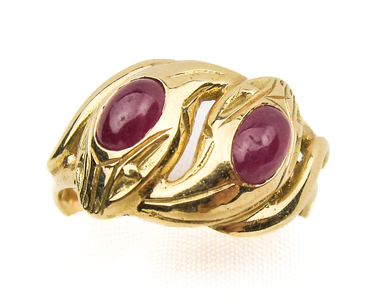 Victorian French Ruby Cabochon Snake Ring