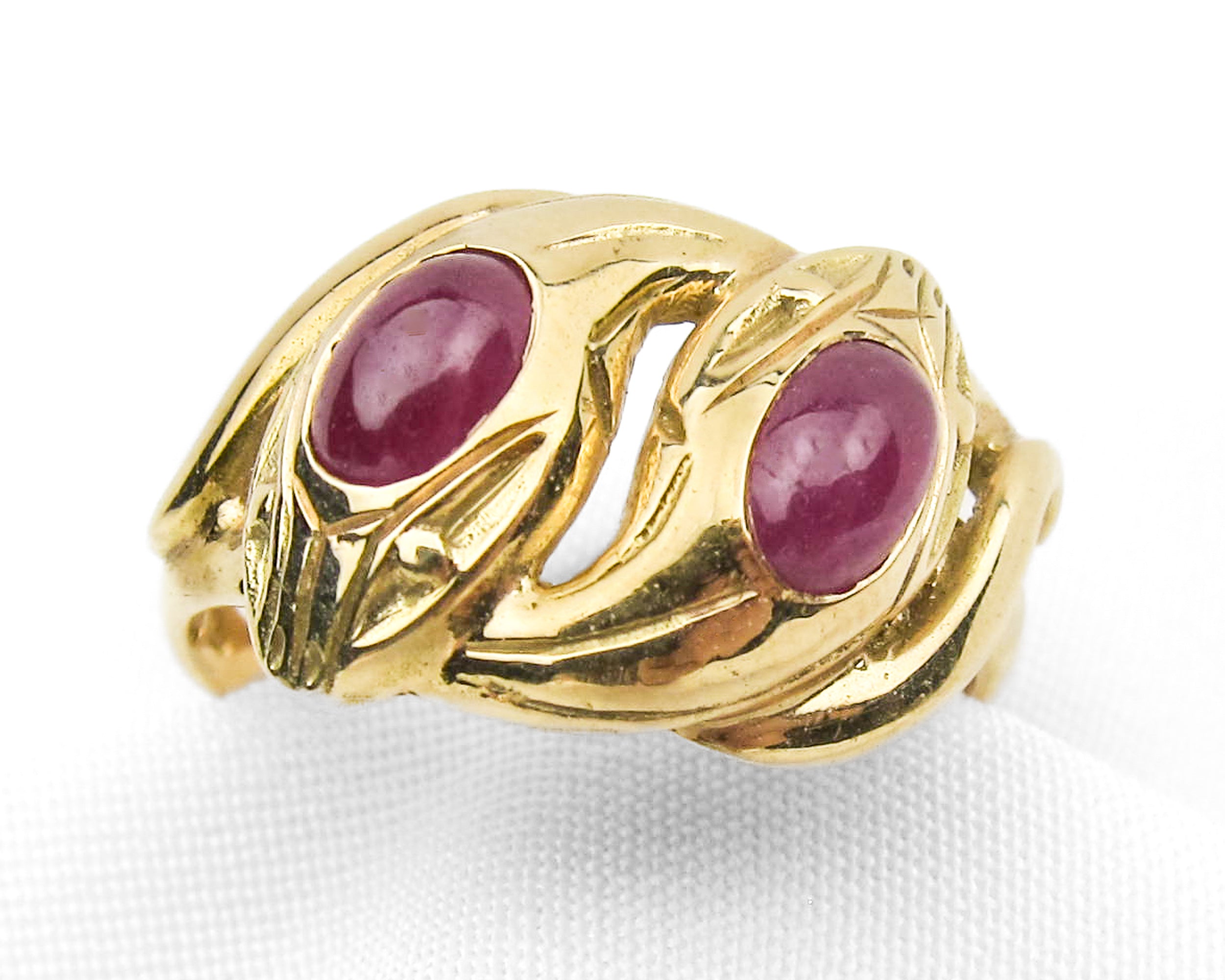 Circa 1880 French Ruby Double Snake Ring