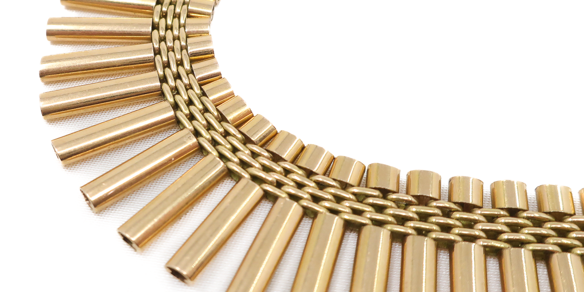 Retro 18KT Gold Fringe Necklace | Geometric Gold Necklace