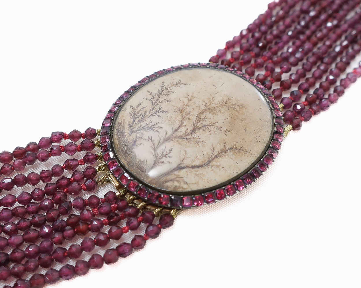 Early-Victorian Garnet Strand Hair Necklace