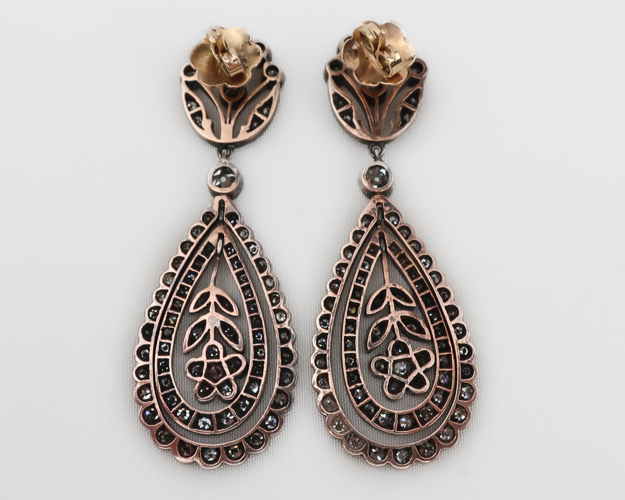 Victorian Diamond Drop Floral Earrings