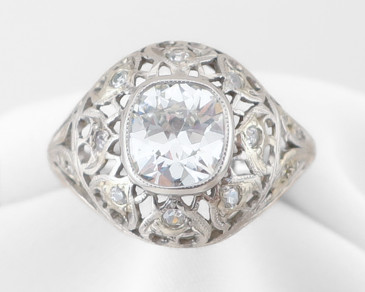 Art Deco Diamond Domed Filigree Ring