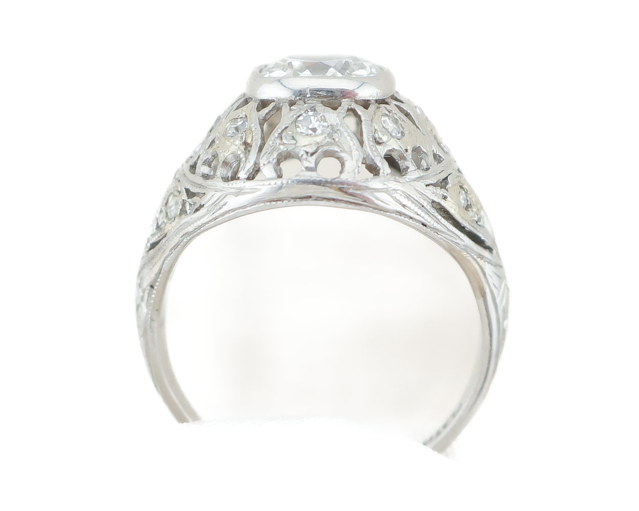 Art Deco Diamond Domed Filigree Ring