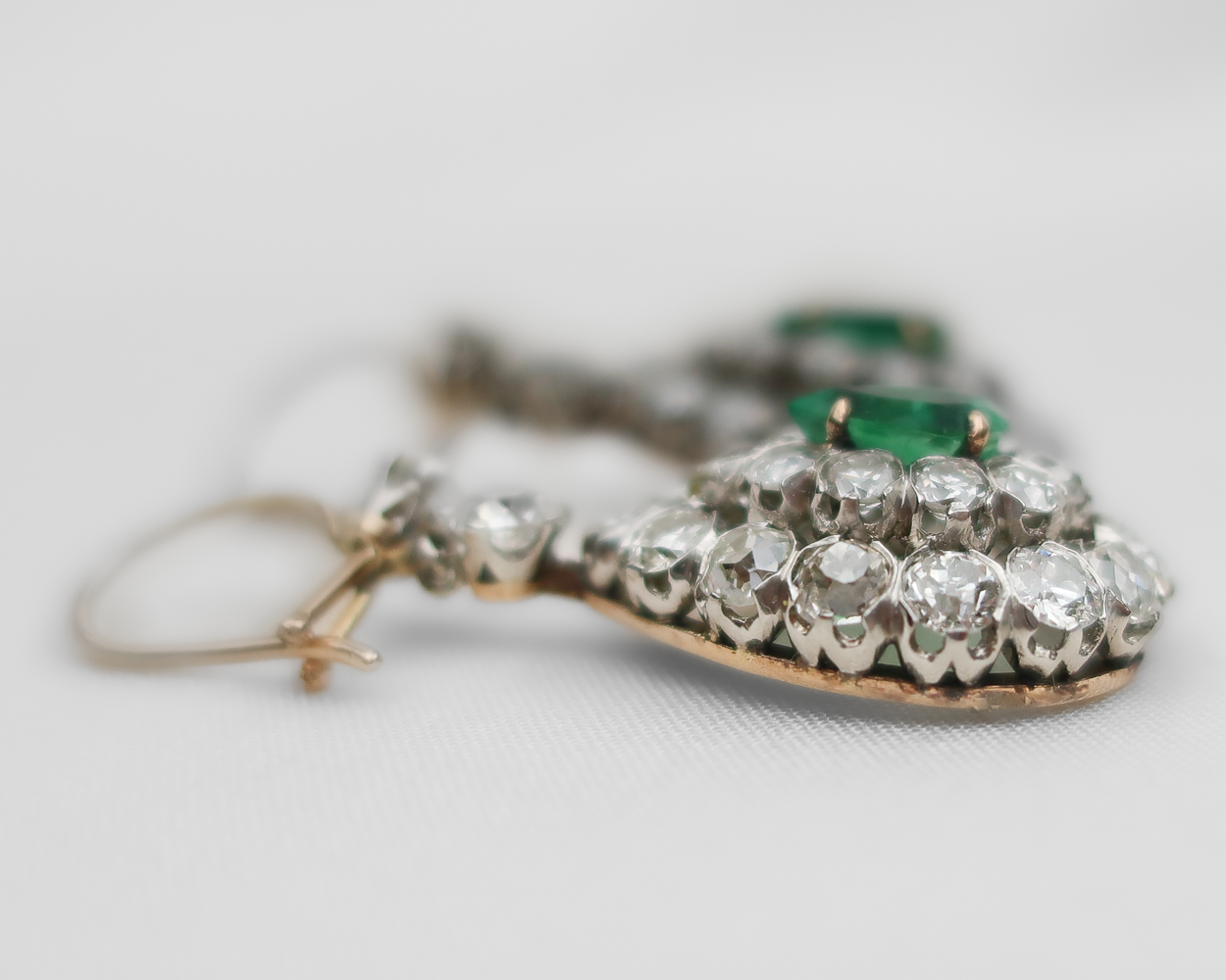 Victorian Emerald & Diamond Teardrop Earrings