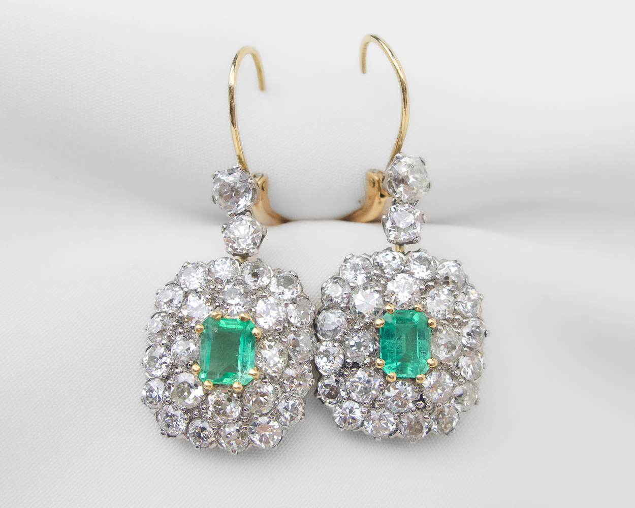 Edwardian Emerald and Diamond Earrings