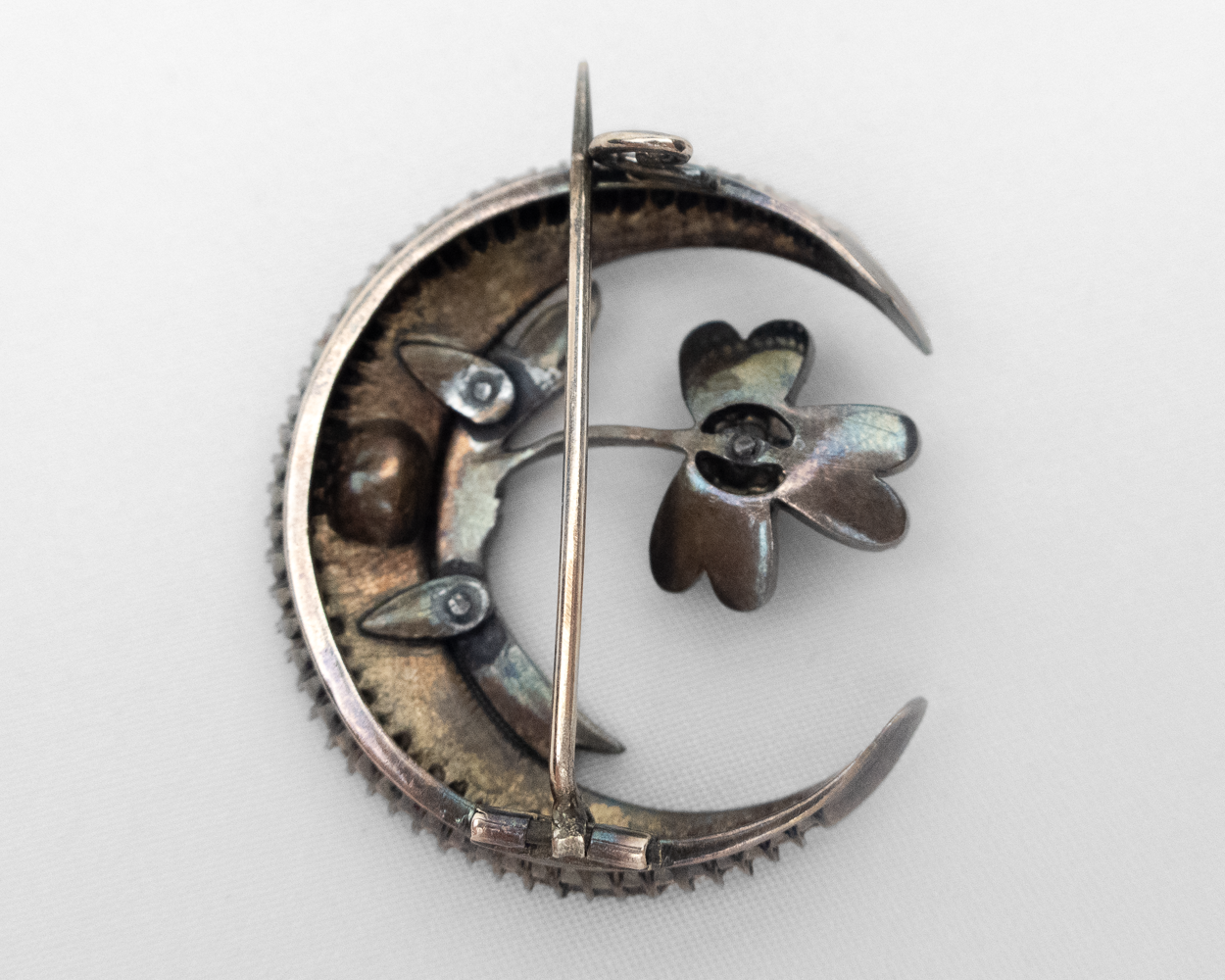 Early-Victorian Rose-Cut Diamond Crescent Pendant/Brooch