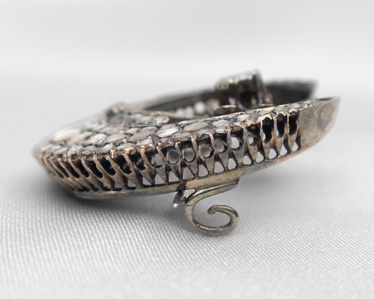 Early-Victorian Rose-Cut Diamond Crescent Pendant/Brooch