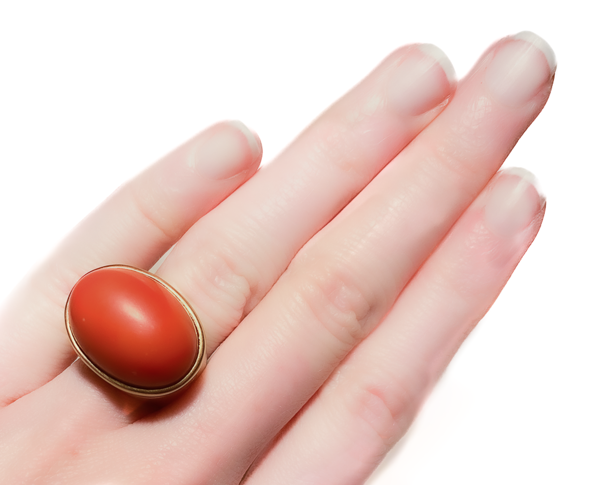 1970s Coral Cabochon Ring