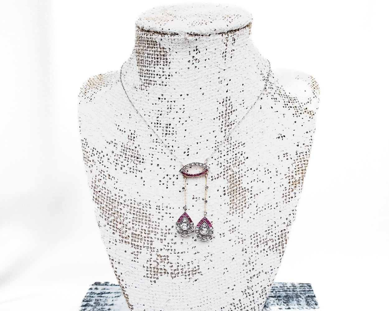 Edwardian Diamond & Synthetic Ruby Negligee Necklace