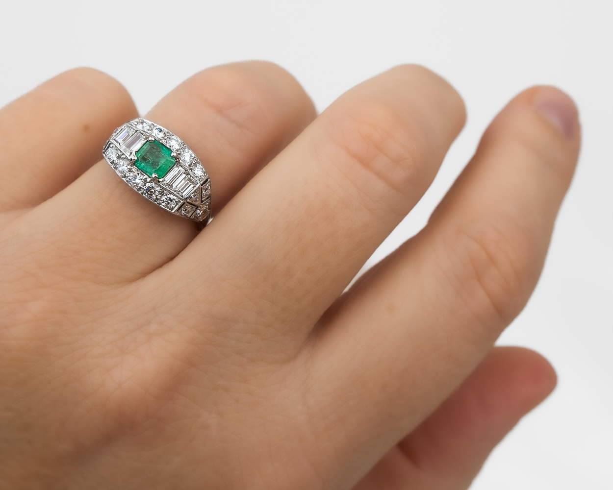 Art Deco Emerald and Diamond Ring