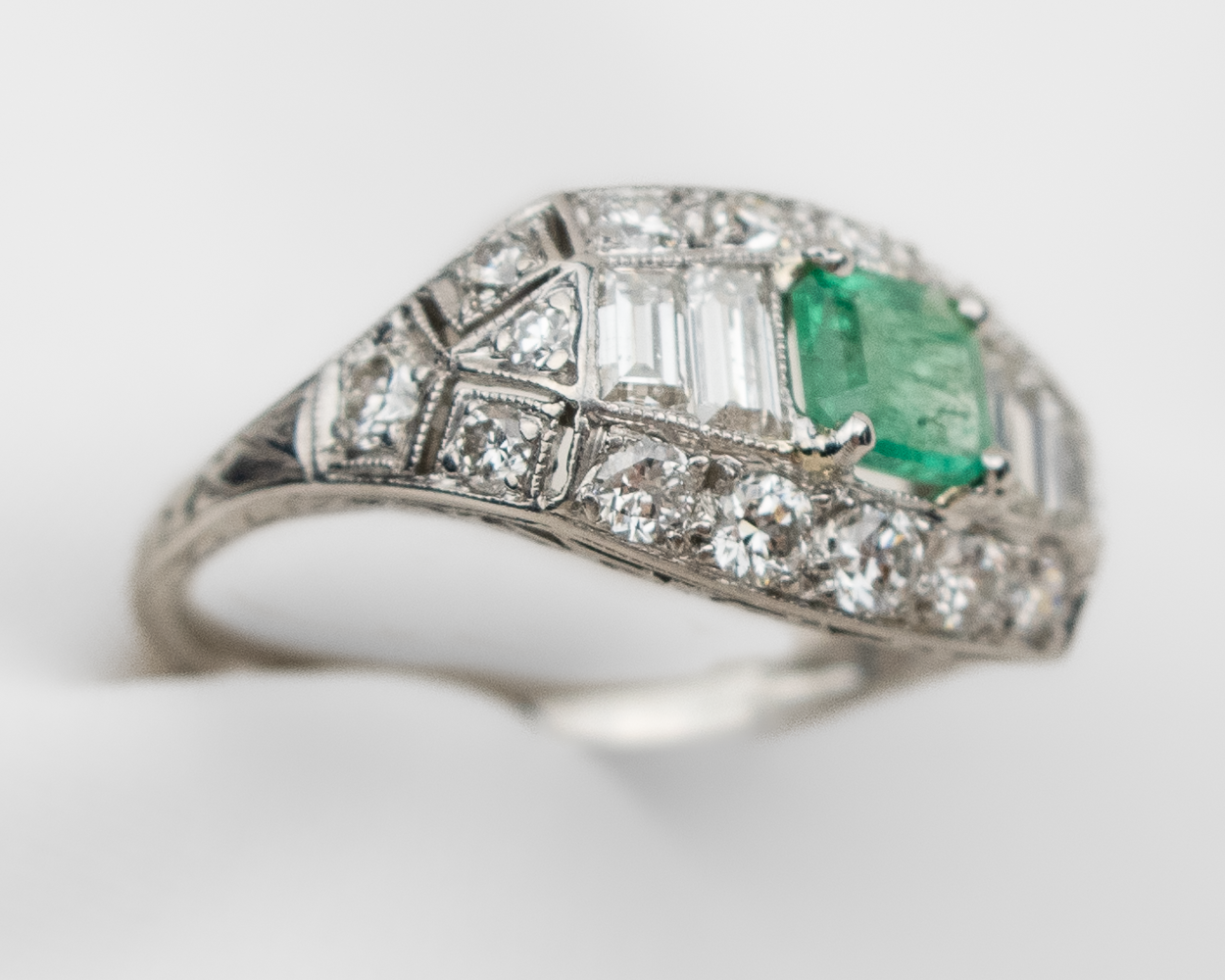 Art Deco Emerald and Diamond Ring