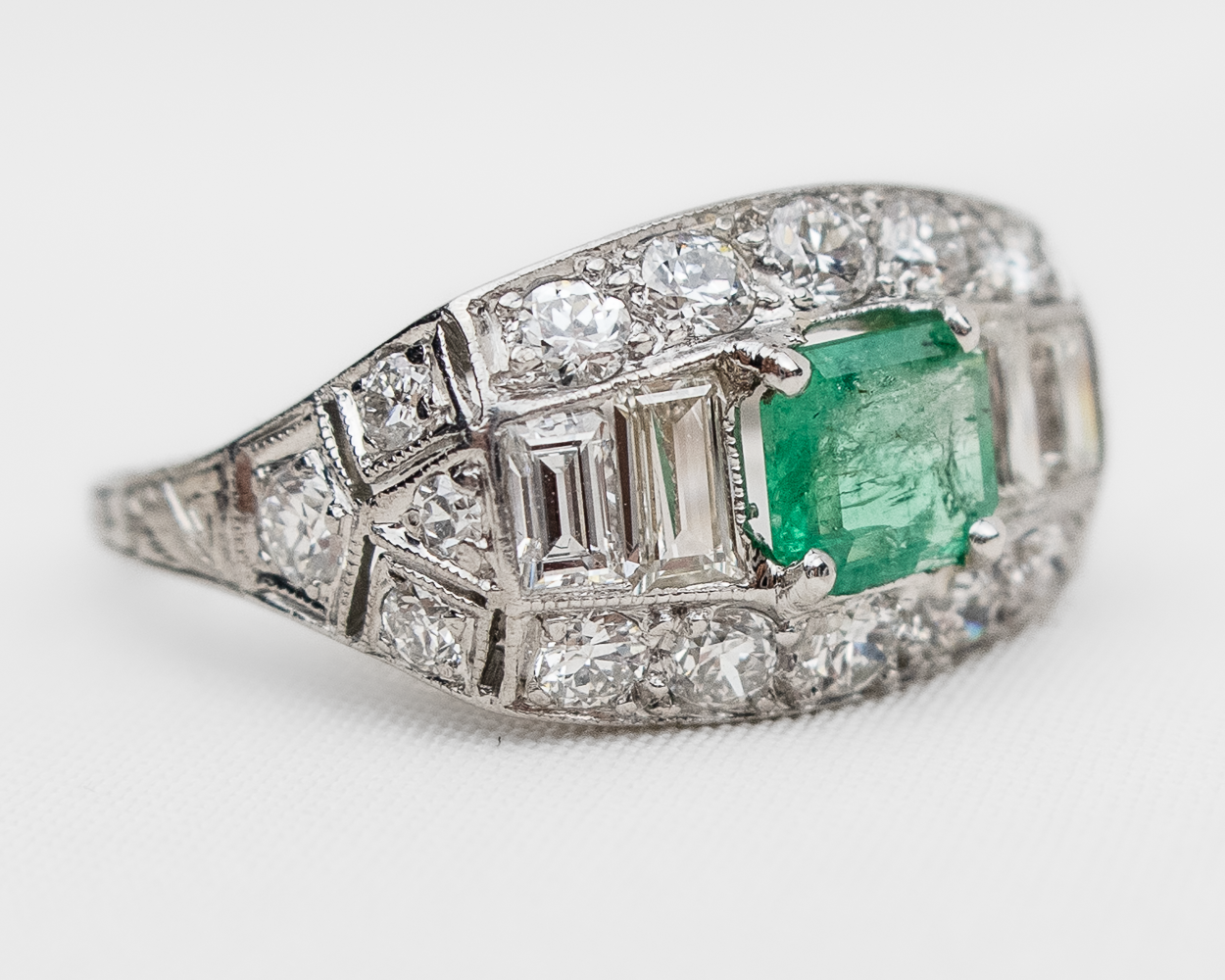 Art Deco Emerald and Diamond Ring