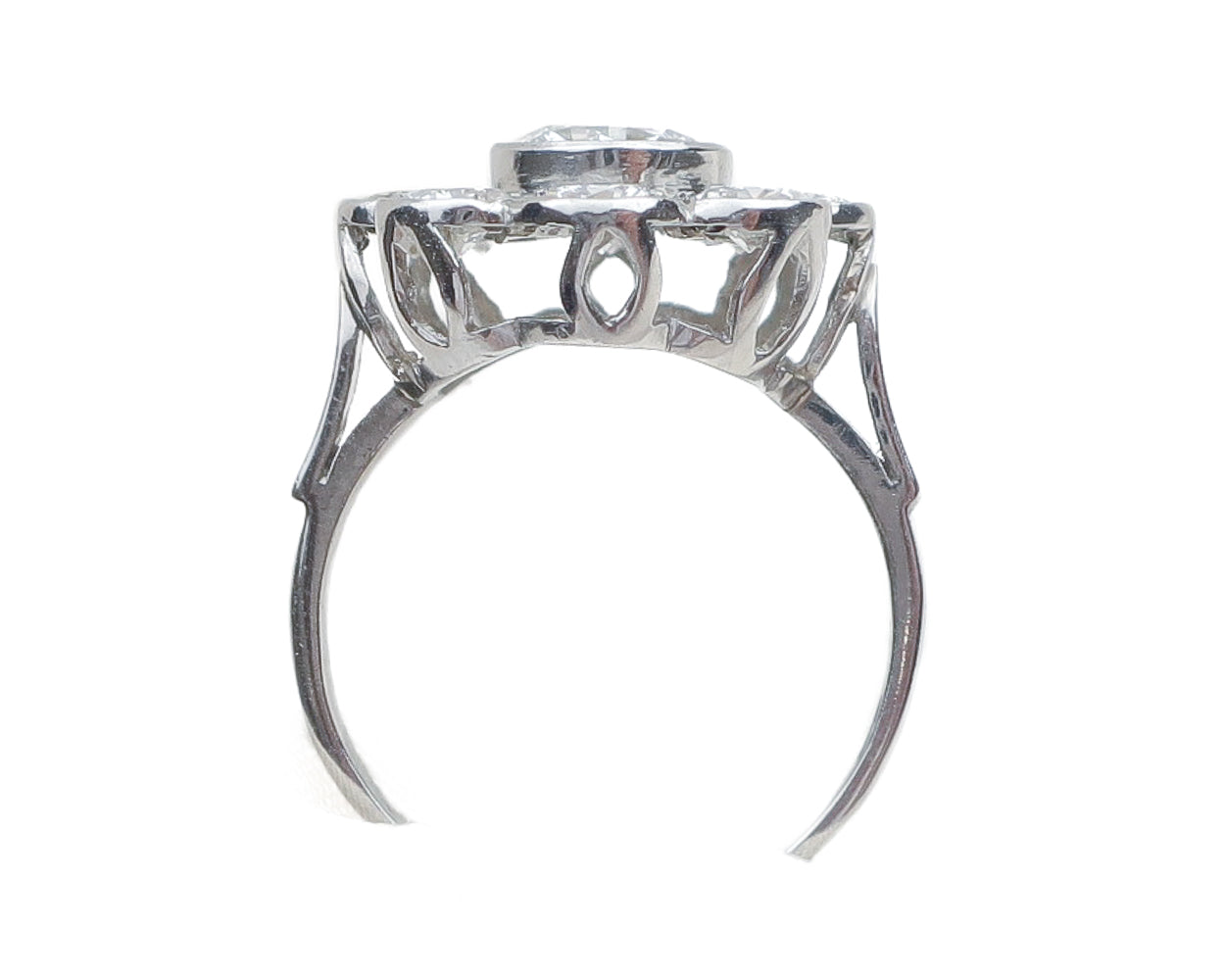 Midcentury Diamond Halo Ring