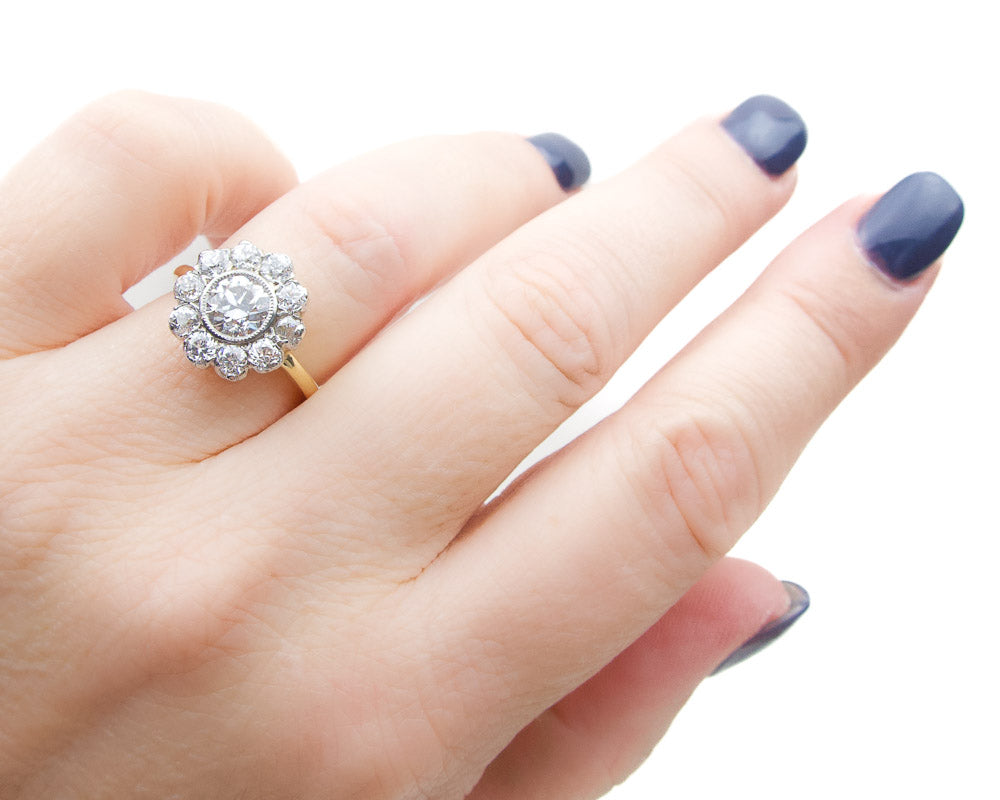 Art Deco 1-Carat Diamond Halo Ring