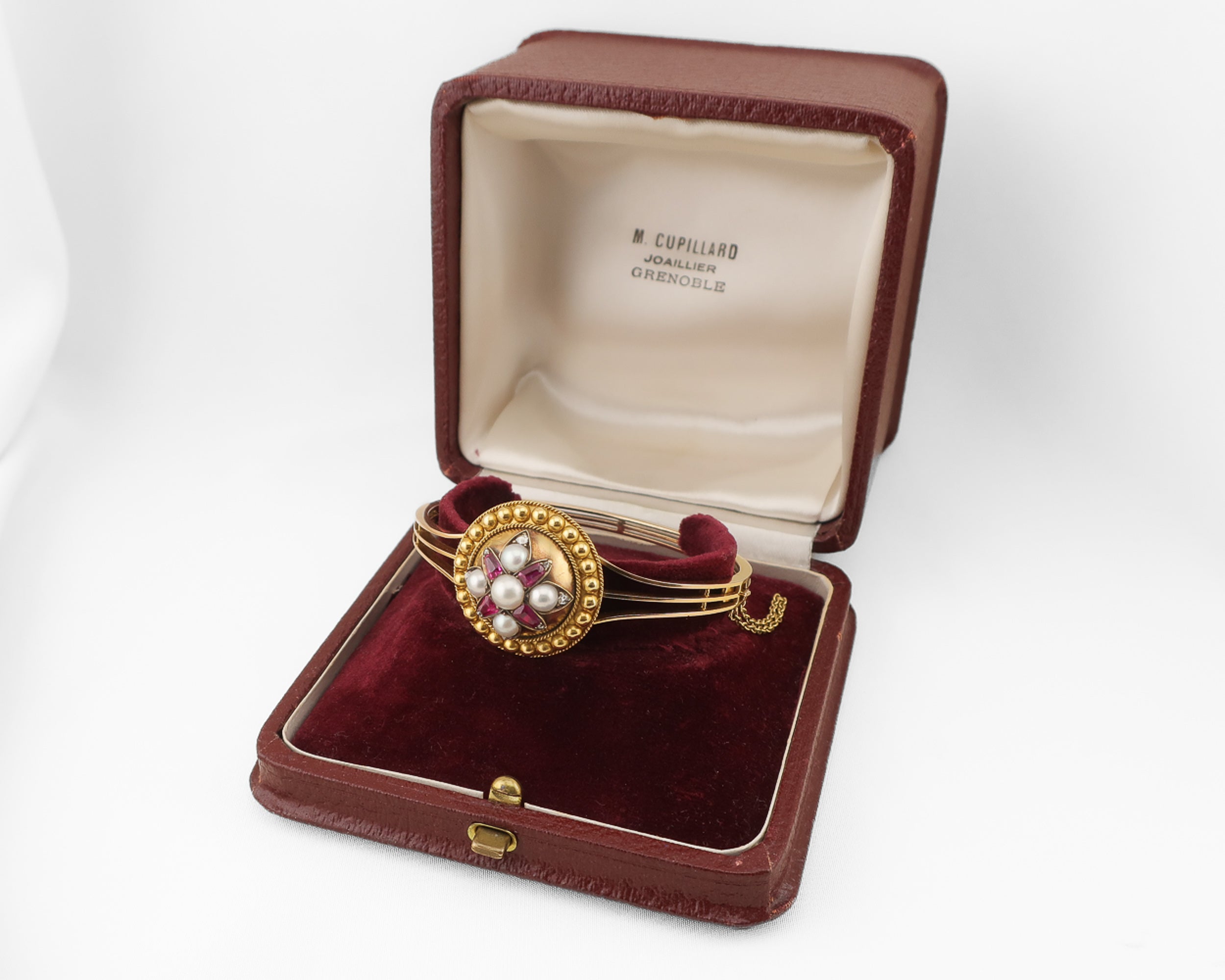 Victorian Ruby, Pearl & Diamond Bangle