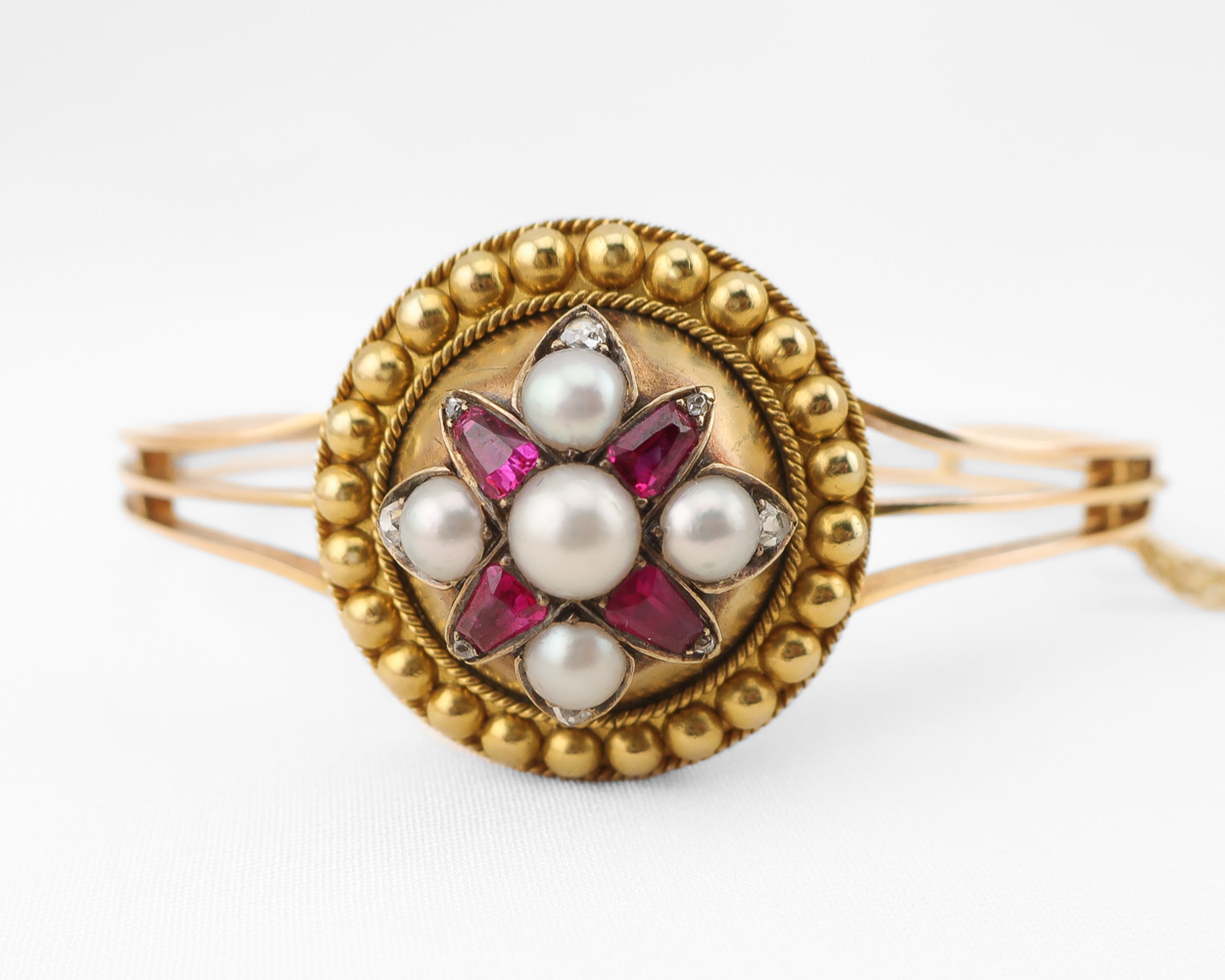Victorian Ruby, Pearl & Diamond Bangle
