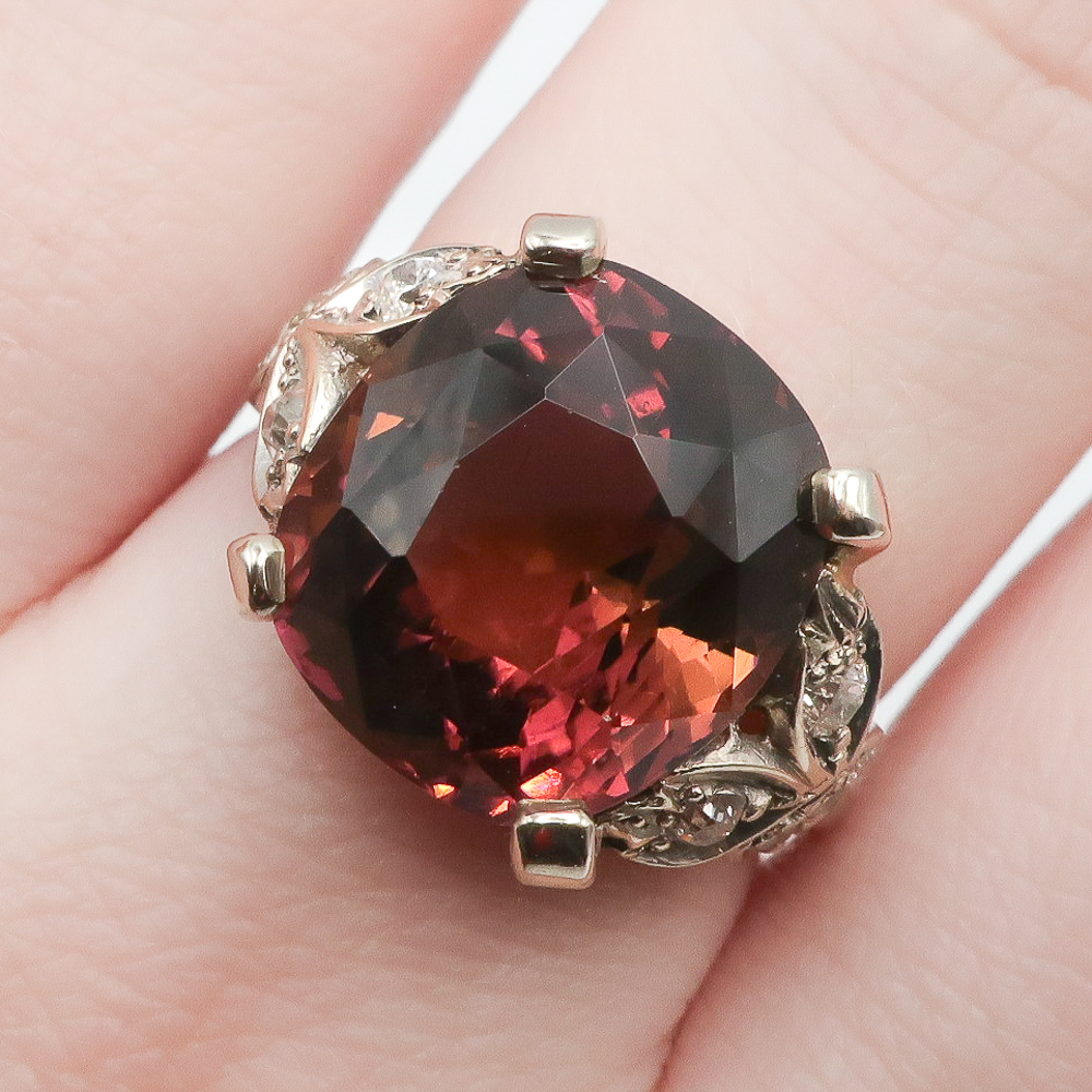 Midcentury Rubellite Tourmaline Ring