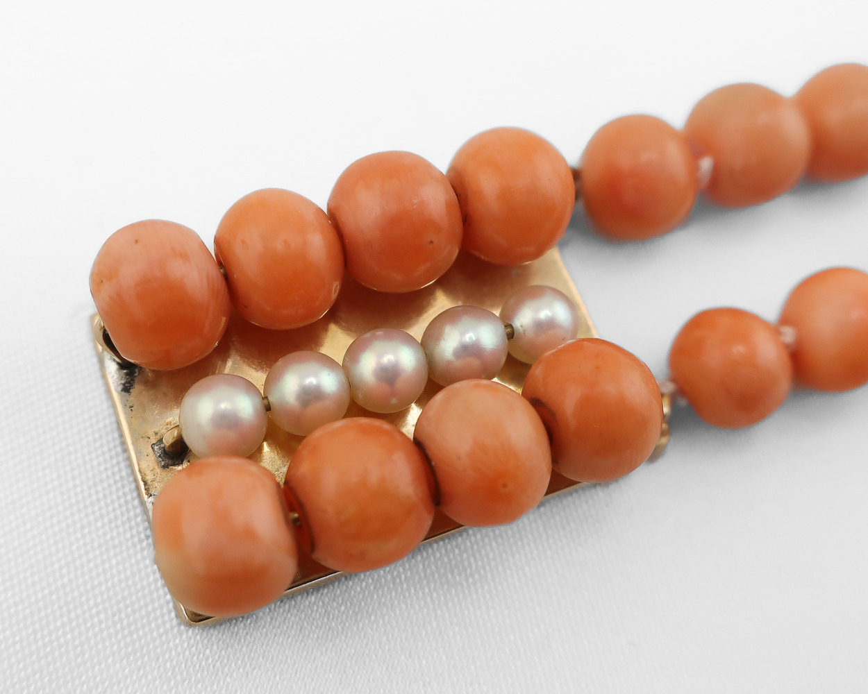 Midcentury Double Strand Coral Bead Bracelet