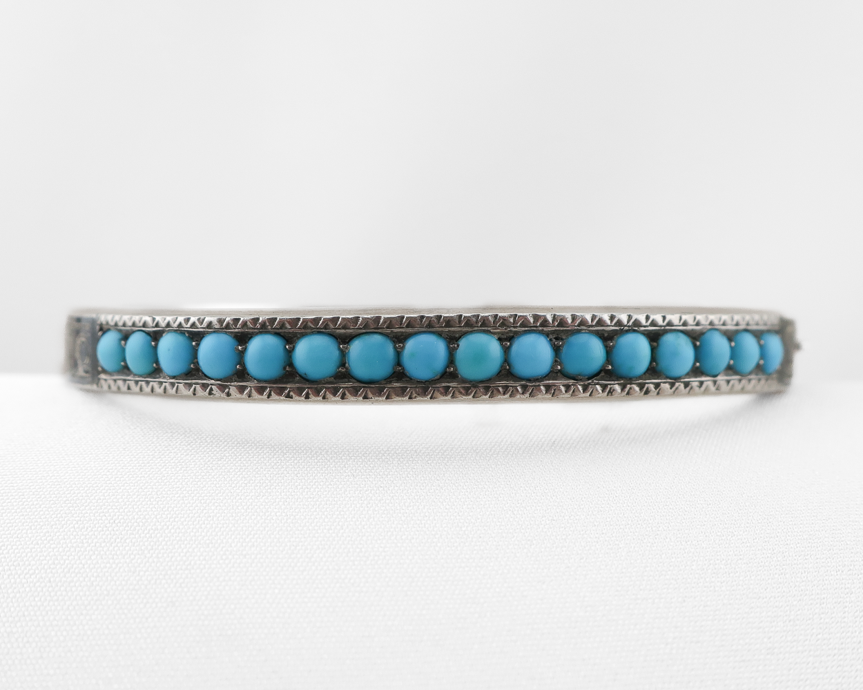 1900s Russian Silver Turquoise Bangle