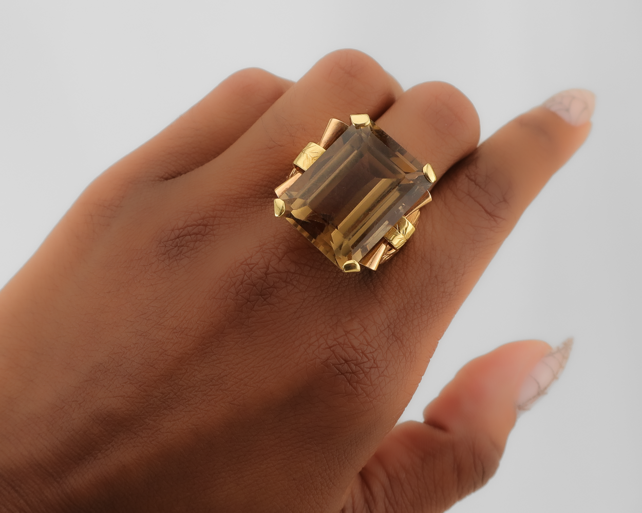 Retro-Era Citrine Cocktail Ring