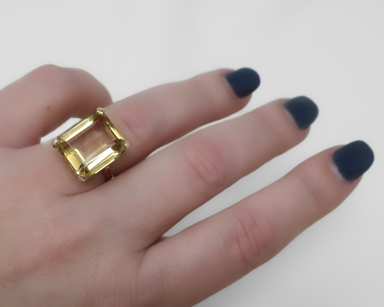 Midcentury Citrine Cocktail Ring