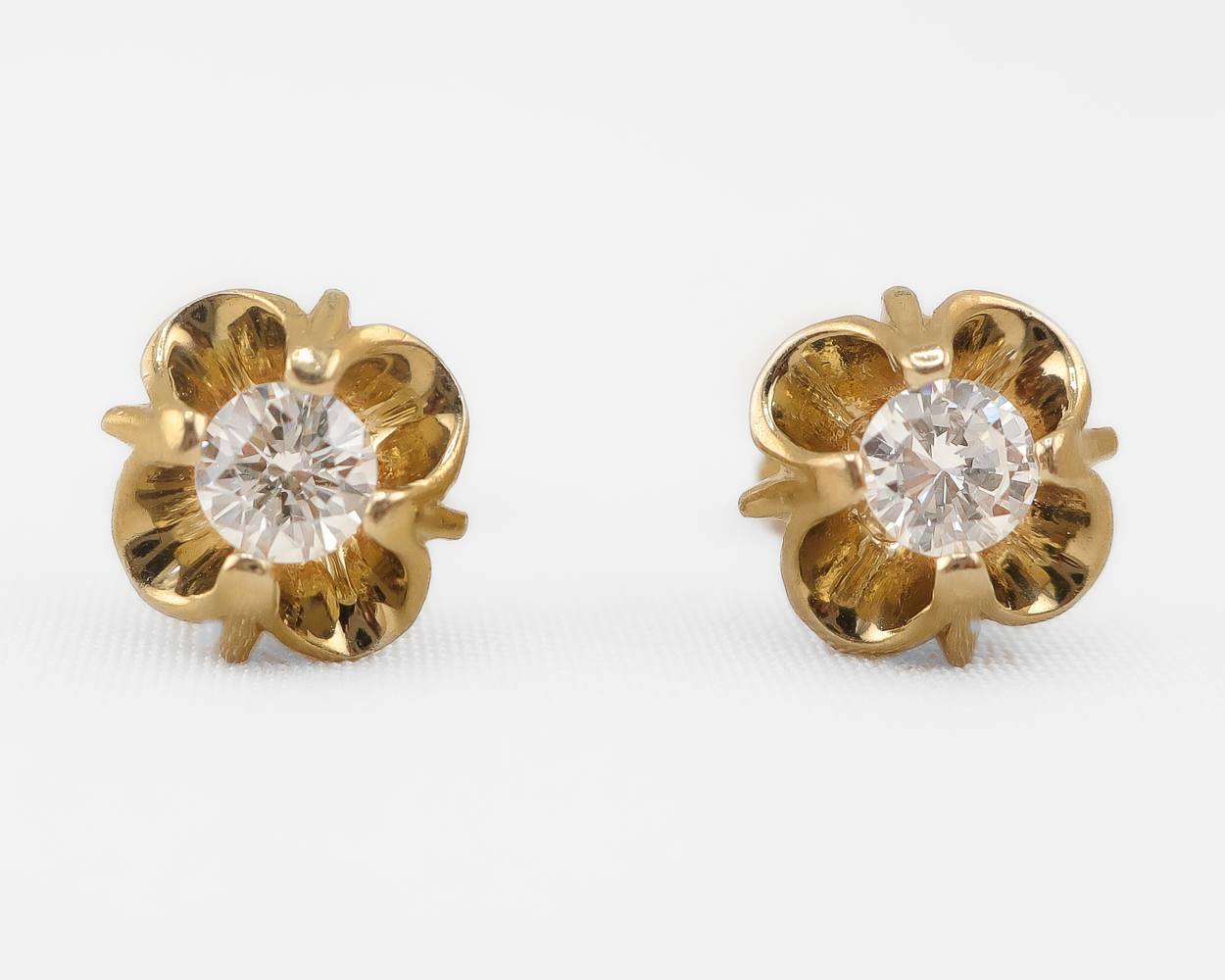 Vintage Diamond Buttercup Earrings