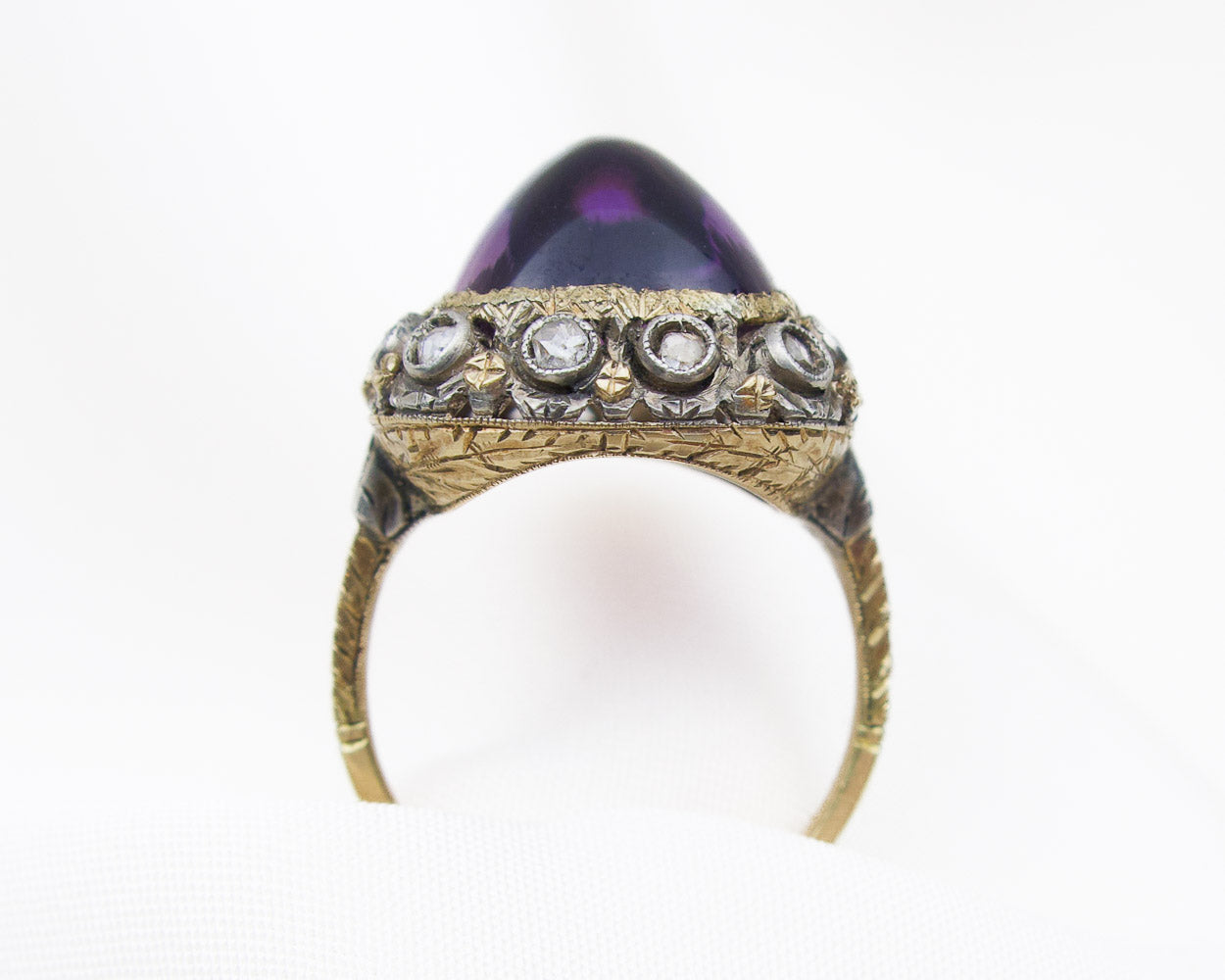 Midcentury Cabochon Amethyst Cocktail Ring