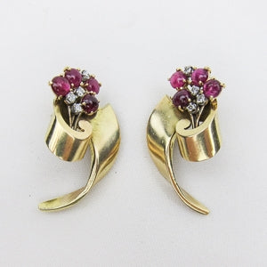 Retro Era Ruby & Diamond Earrings