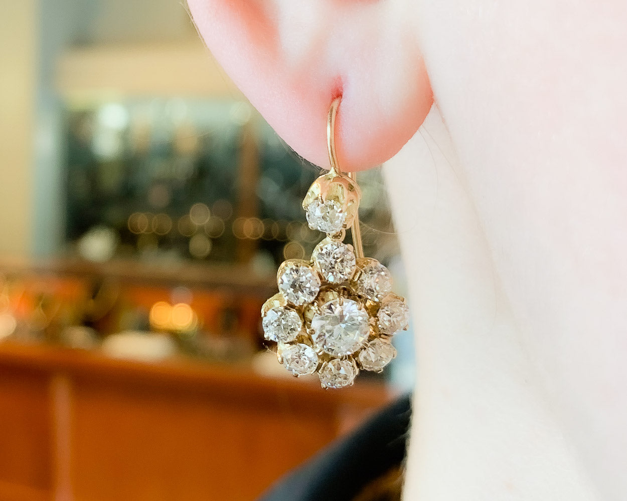 Victorian Diamond Halo Earrings