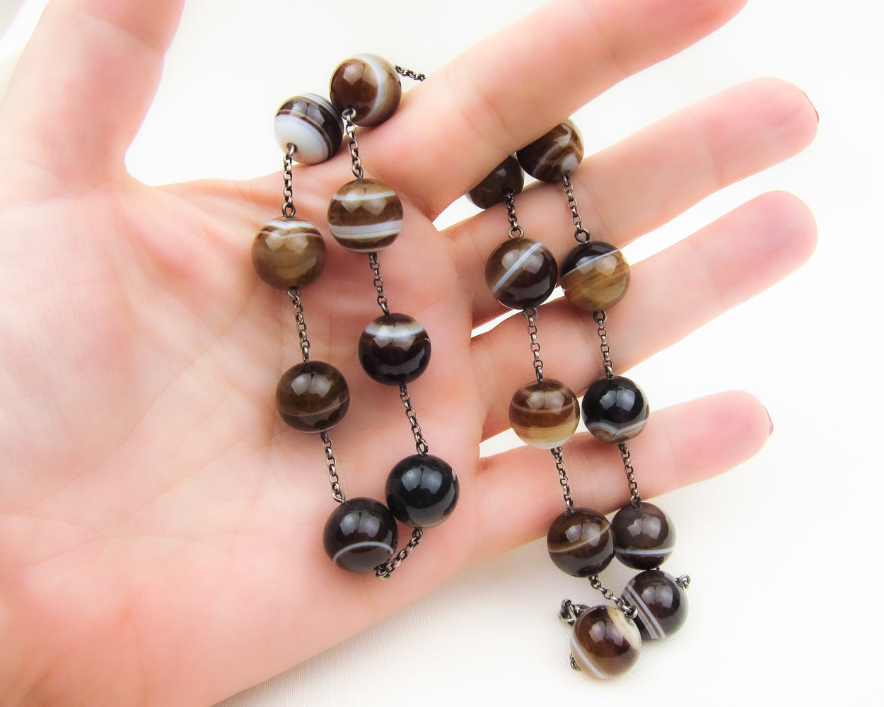 Circa 1890 Banded Agate Necklace