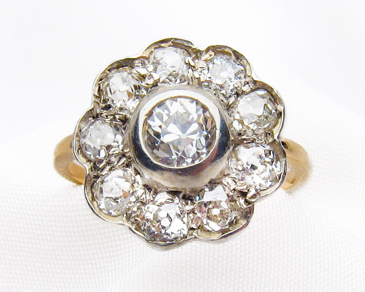 18K Gold Emerald & Diamond Cluster Ring - Fallers - Fallers.com - Fallers  Irish Jewelry