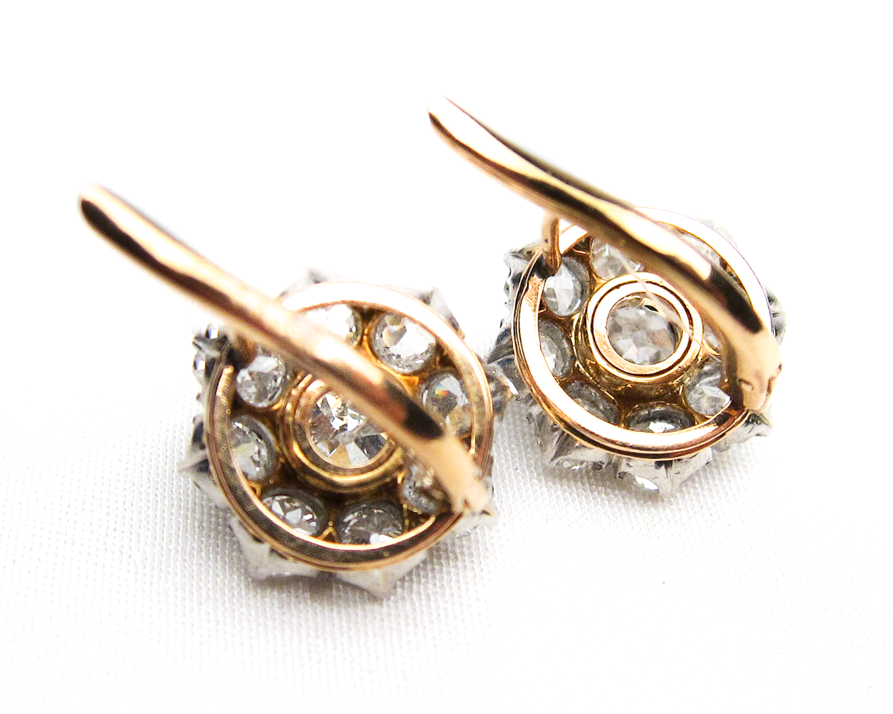 Victorian French Diamond Cluster Earrings