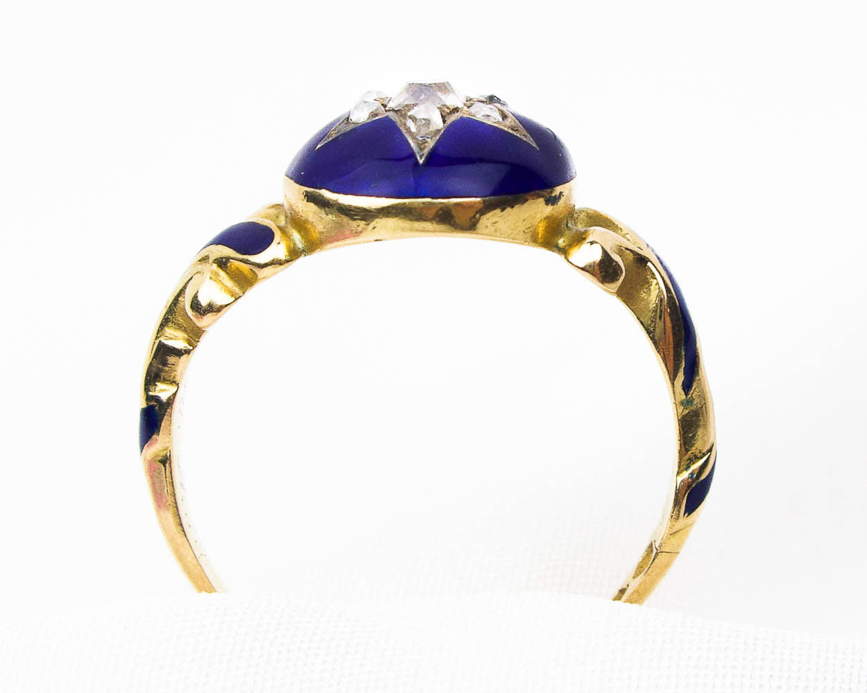 Victorian Diamond & Enamel Memorial Ring