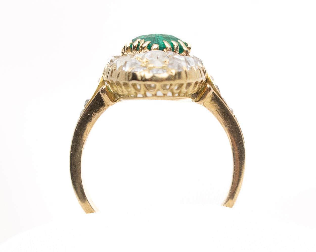 Victorian Emerald & Diamond Navette Ring
