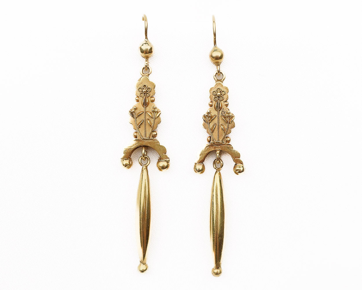 Victorian 9KT Gold Embossed Earrings