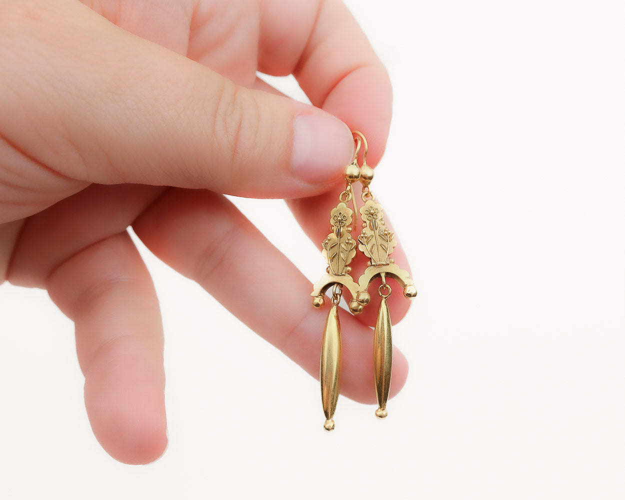 Victorian 9KT Gold Embossed Earrings