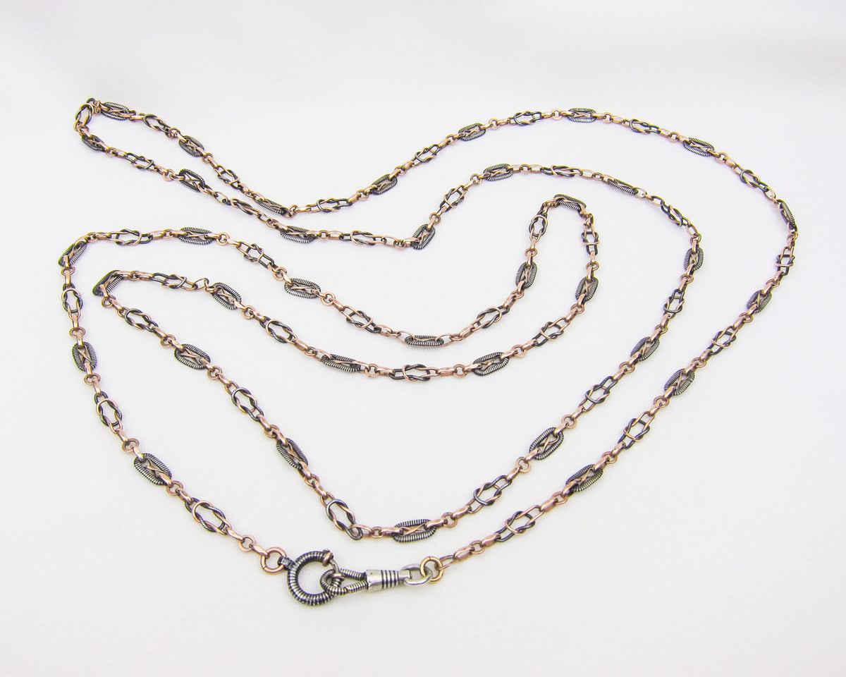 Victorian Engraved Silver Watch Chain/Necklace — Isadoras Antique Jewelry
