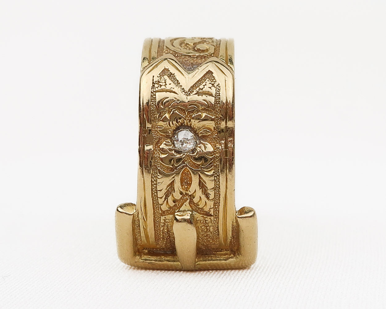 Victorian-Era Belt and Buckle Ring in Gold with Diamonds and Garnets -  Pebble & Polish