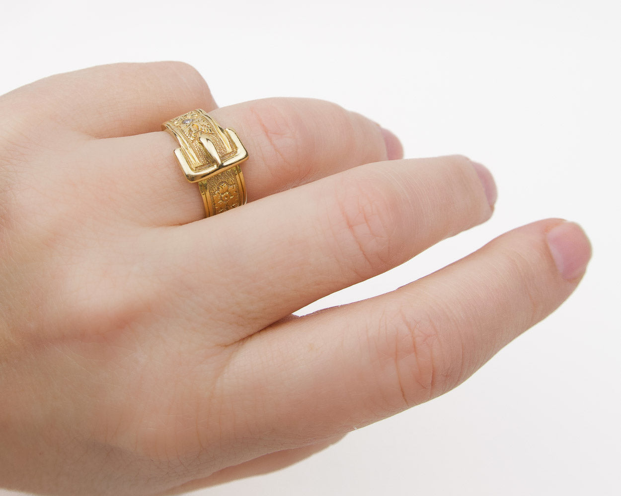 Early-Victorian Buckle Ring with Diamond Accent