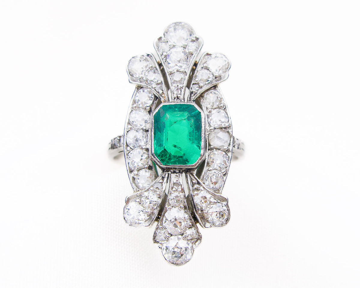 Edwardian emerald online and diamond ring