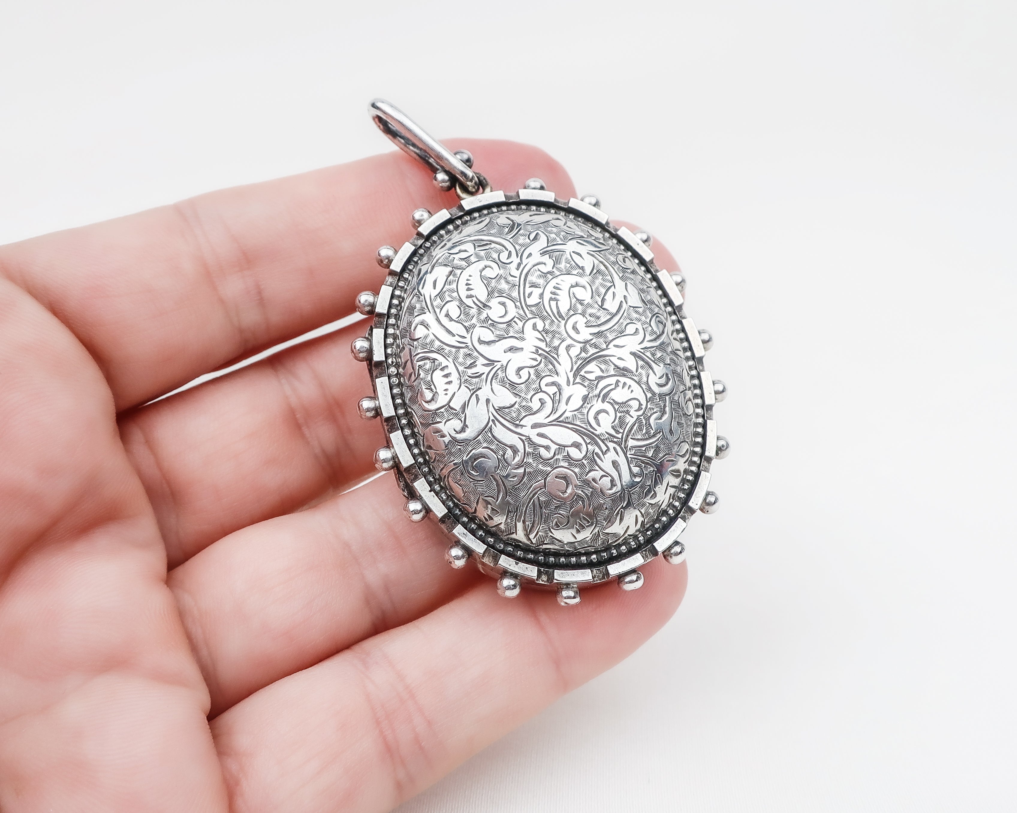 Victorian Engraved Silver Watch Chain/Necklace — Isadoras Antique Jewelry