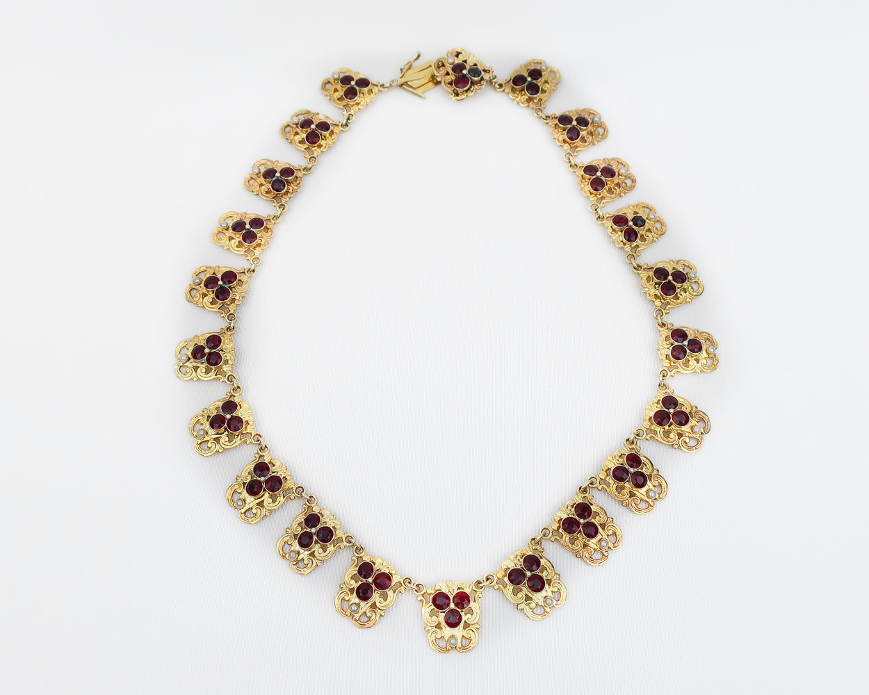 Victorian Garnet and Pearl Collar Necklace
