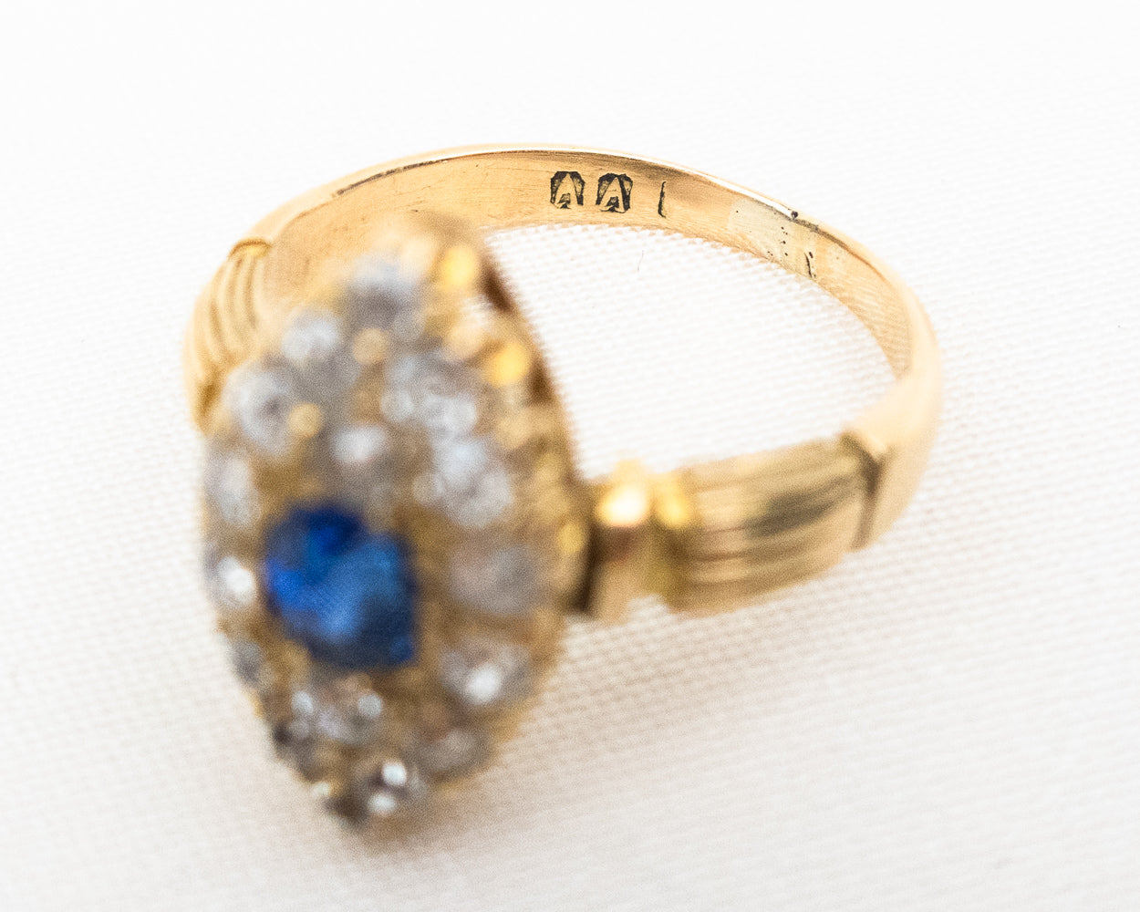 Sapphire & Diamond Navette Halo Ring