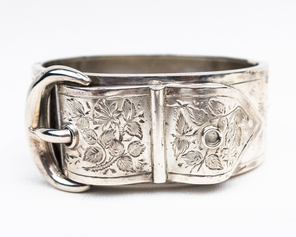 VINTAGE: Victorian-Style Antique Silver Etched Belt Buckle Bracelet | eBay